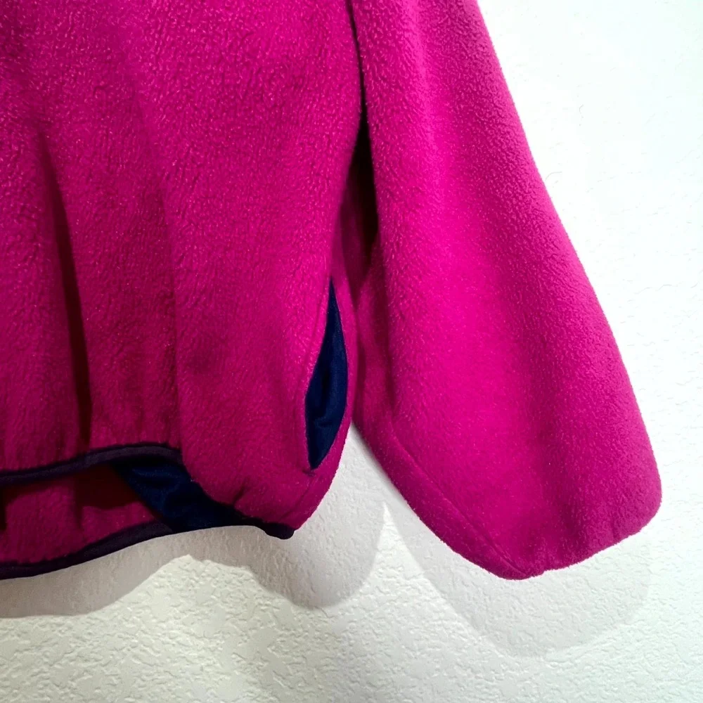 Vintage‎ L.L. Bean Anorak Fleece Jacket Kids Large Fuchsia USA Made Quarter Snap